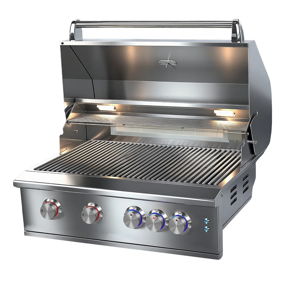 Premium Luxury Built-in Built in 304 Stainless Steel Outdoor Kitchen House Courtyard Garden Party Gas LPG NG BBQ 4 Burners Grill
