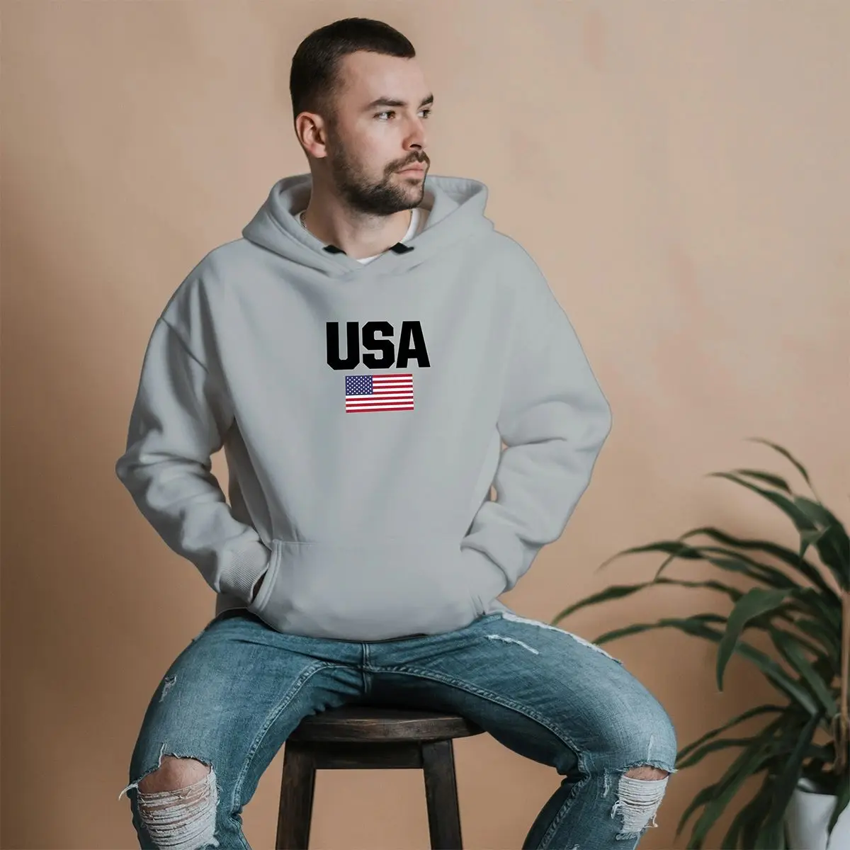 Men's Winter Cold Sweatshirt USA Hooded