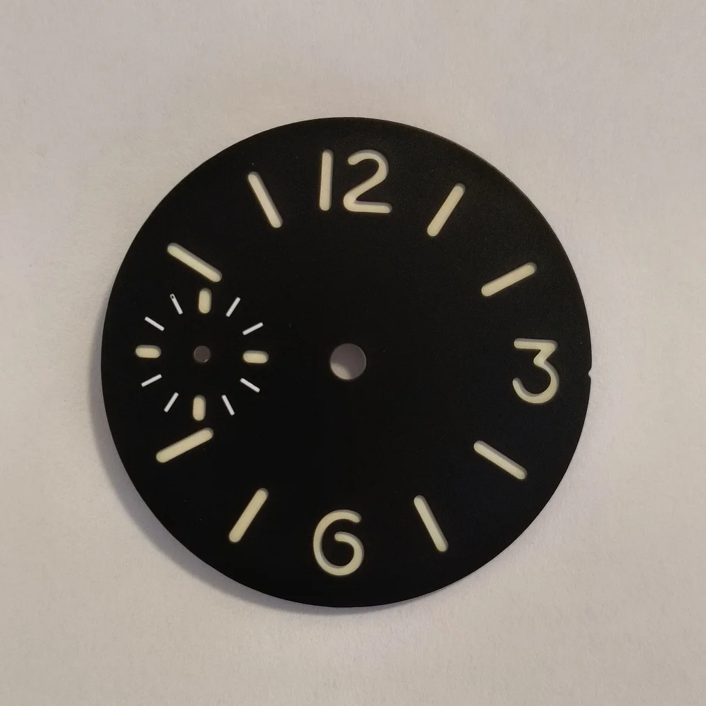 Watch parts 6497 Watch dial Watch hand double-deck Sandwich dial White number Green luminous diameter 34.5mm Thickness 0.8mm