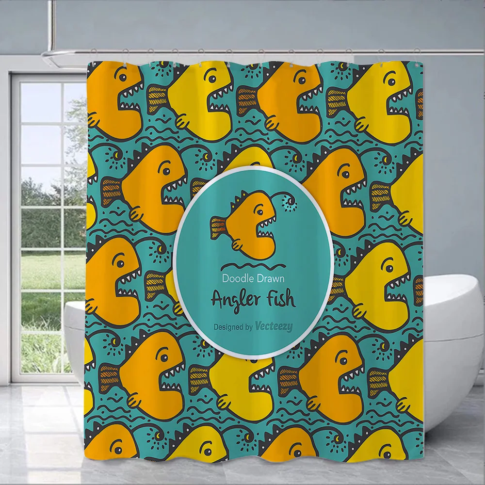 Little yellow duck cute animal Shower Curtain Waterproof Polyester Fabric Paint Bath Curtain Home Bathroom Decor Curtain Hook