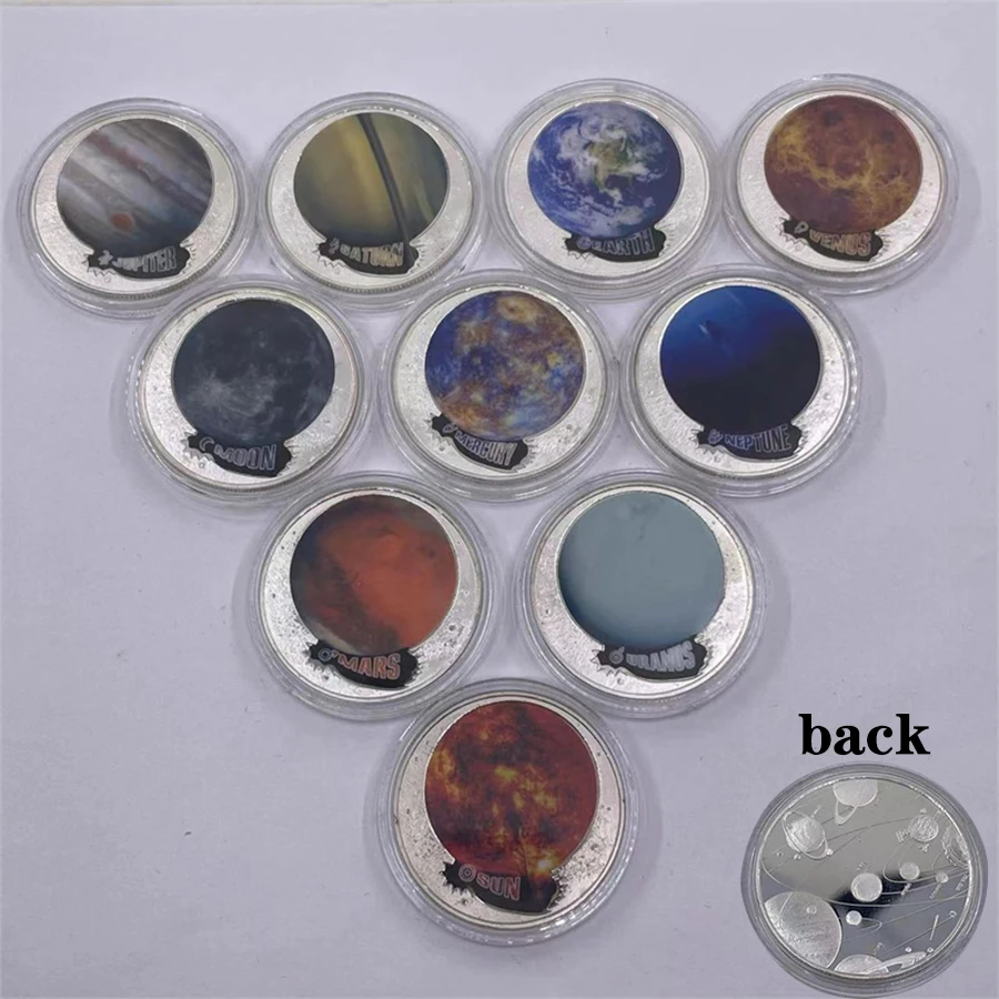 

10types Solar System Silver Coins SOLAR SYSTEM. COIN COLLECTION PLANETS. EARTH.MARS.SUN Souvenirs Coin