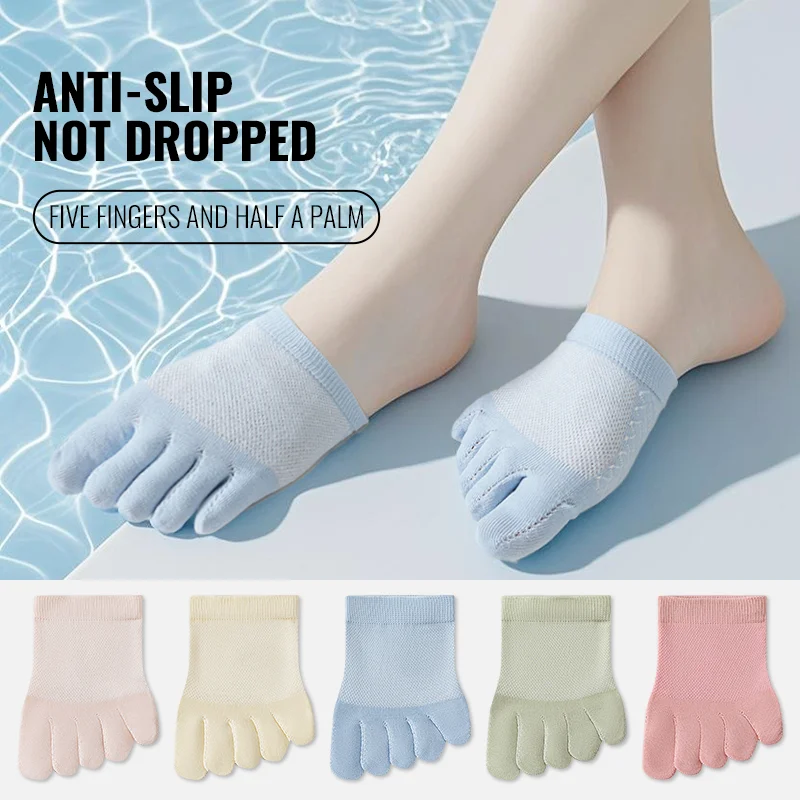 

MiiOW Invisible No Show Sock Five Finger Sock Spilt Toe Pure Cotton High Heels Half Foot Toeless Breathable Mesh Thin Ankle Sock