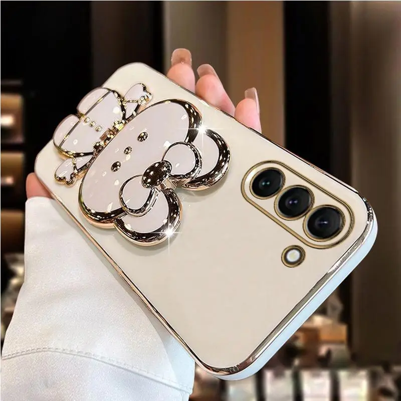 S 24 S 23 S 22 Cinturino con diamanti Specchio Coniglio Custodia per telefono per Samsung Galaxy S24 S20 S21 S22 S23 Ultra Plus FE Custodia con