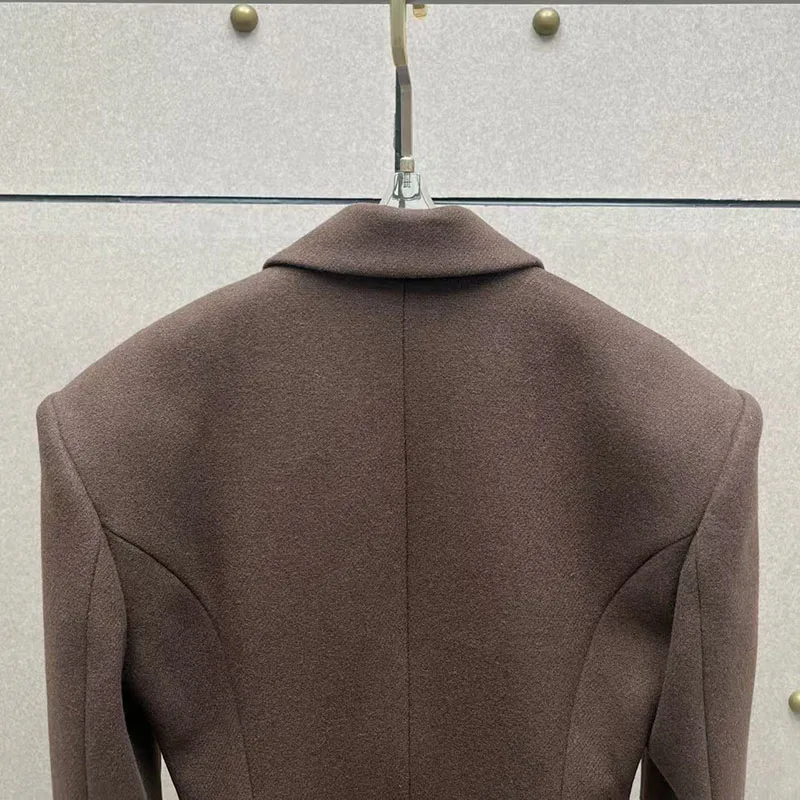 Wollen damesblazer, revers double-breasted taille-definieerend jack, premium kwaliteit, herfst/winter, nieuwe collectie, 2025, Y2K