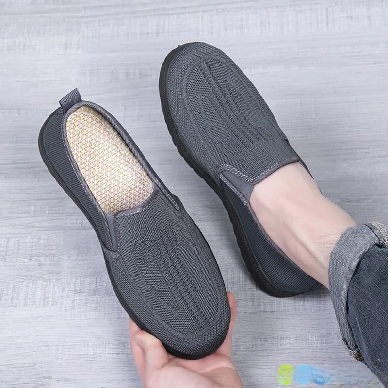 

Men's Breathable Slip-On Walking Shoes Spring Autumn New Style Mesh Upper Comfortable Flat Heel round Toe Casual Shoes