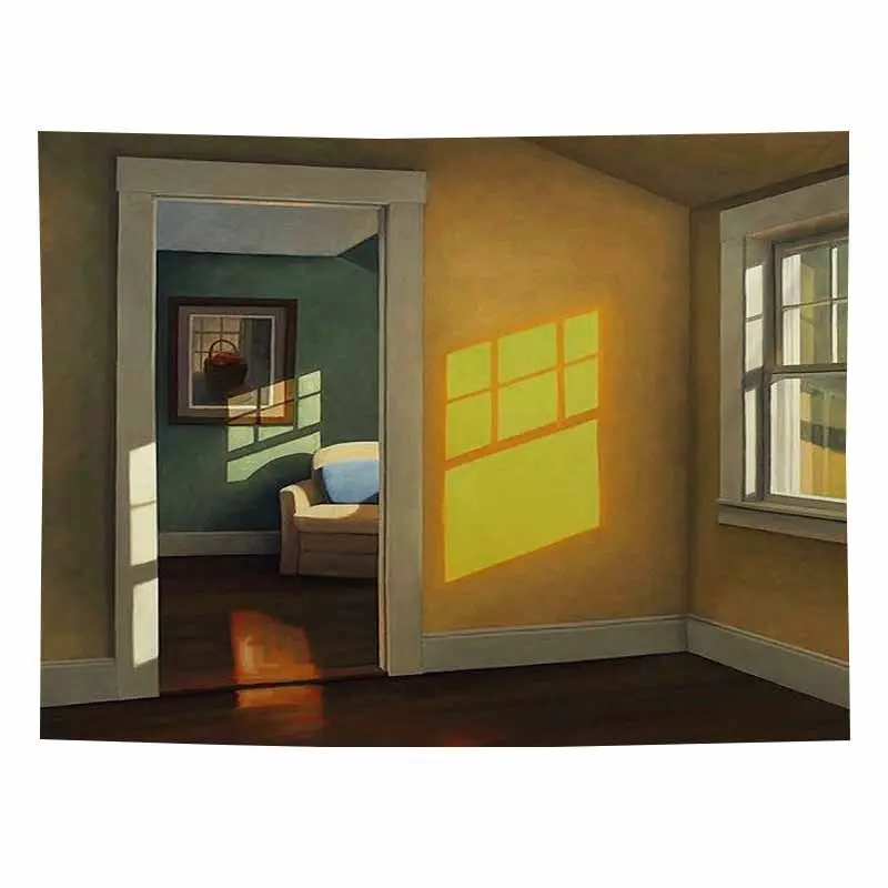 VIKAMA Orange Frame Window Sea View Tapestry Wall Hanging Home Decor for Bedroom Living Room Dorm Seaside Window Aesthetic
