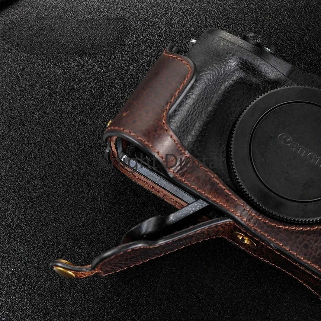 Capa de couro genuíno para câmera canon m6 m62 mark ii, alça para body, meia bolsa para câmera dslr