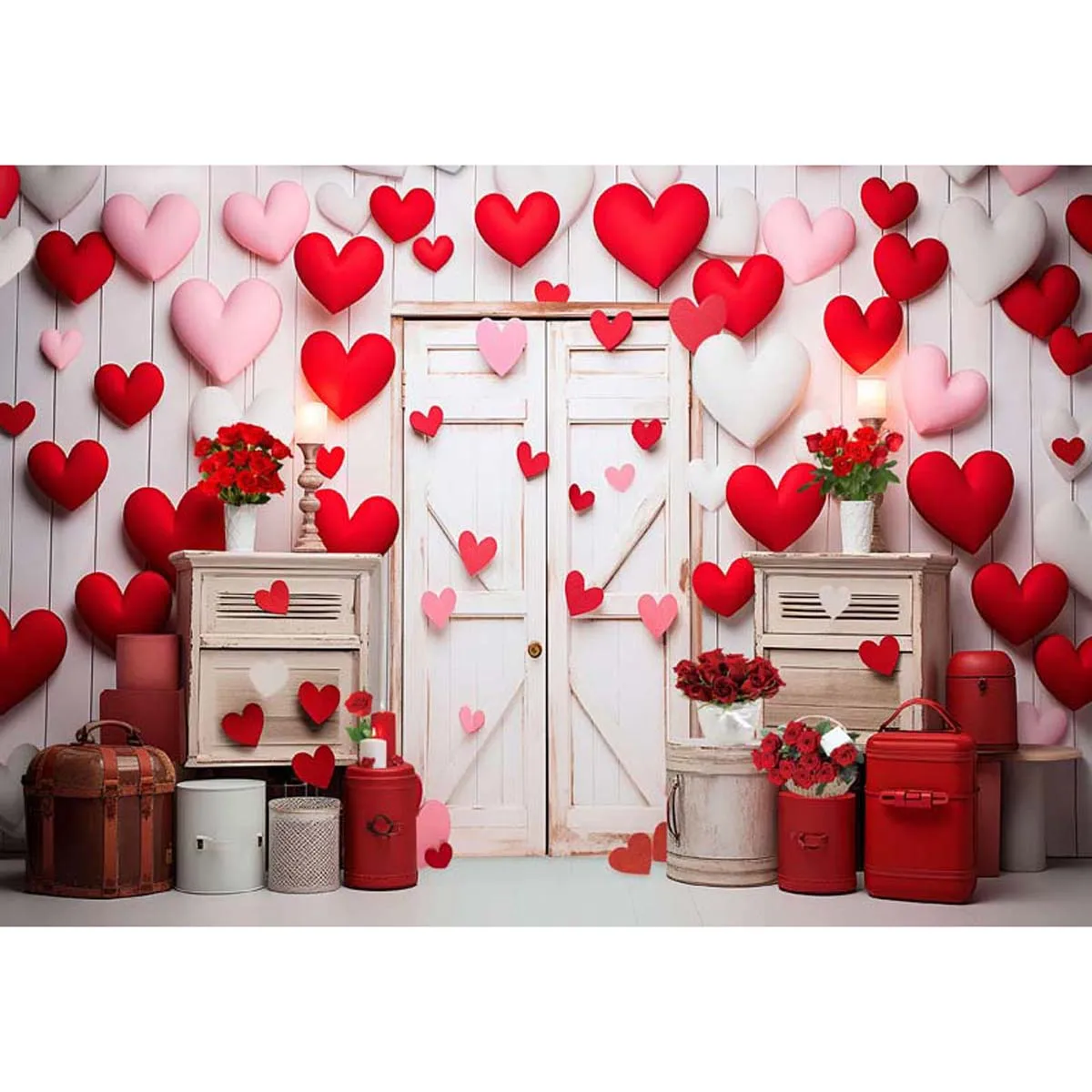 Allenjoy Valentine's Day Wooden Door Backdrop