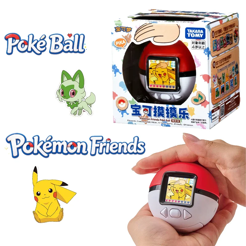 Original Takara Tomy Pokémon Friends Pokéball Shaped LCD Toy Interactive Electronic Virtual Pet Cute Reaction CN & EN Switchable