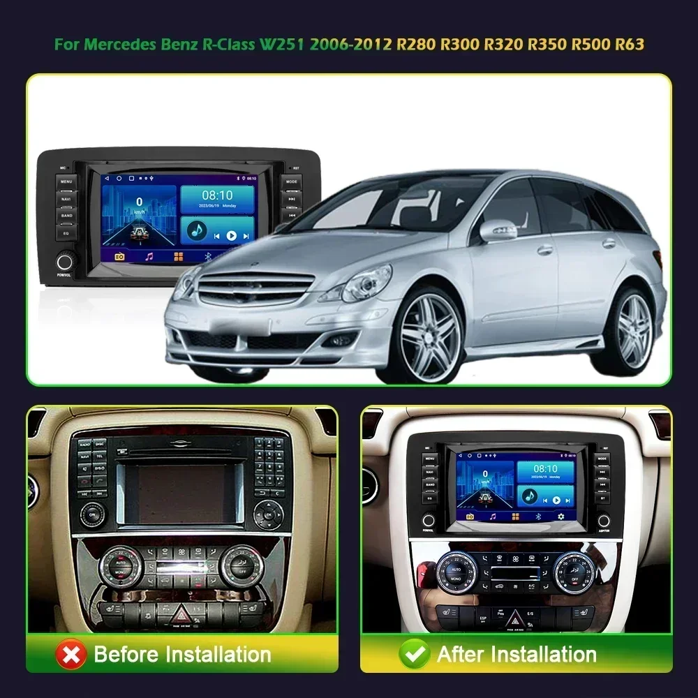 7inch AI Carplay Android Car Radio For Mercedes Benz R-Class W251 2006-2012 R280 R300 R320 R350 R500 R63 AMG autoradio GPS Navi