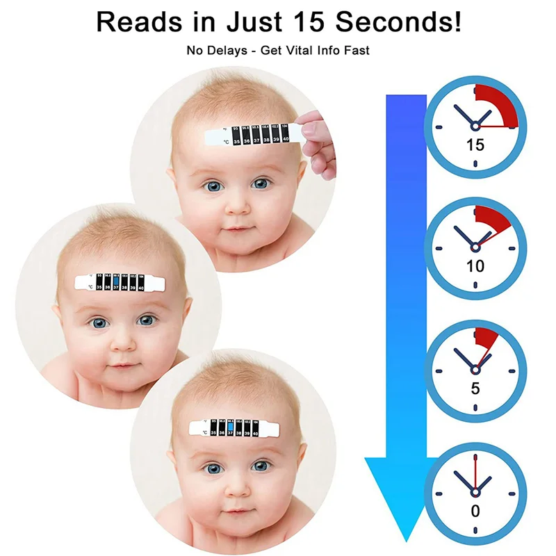 ABWP-300 Pcs Forehead Thermometer Strips Adhesive Thermometer Strips Reusable Thermometer Stickers Discoloration Sticker