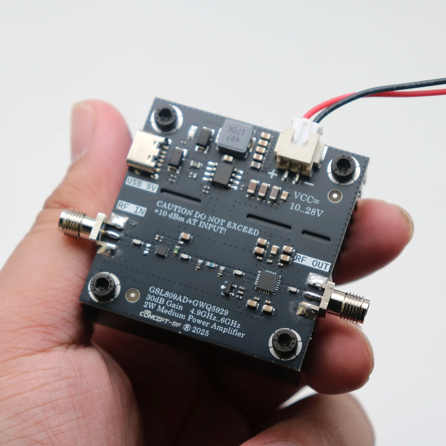 4.9GHz-6GHz 2W RF Power Amplifier 30dB Gain GSL809AD GWQ5929 Driver Transmitter for 5GHz 5.8GHz Signal WIFI Drone Video