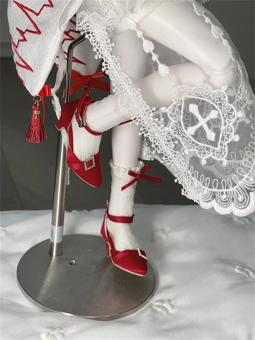 In Stock BJD/SD Shoes 1/3 1/4 High Heels Girls Silk Pointy One-button High Heels Multi-colored BJD Doll Accessories