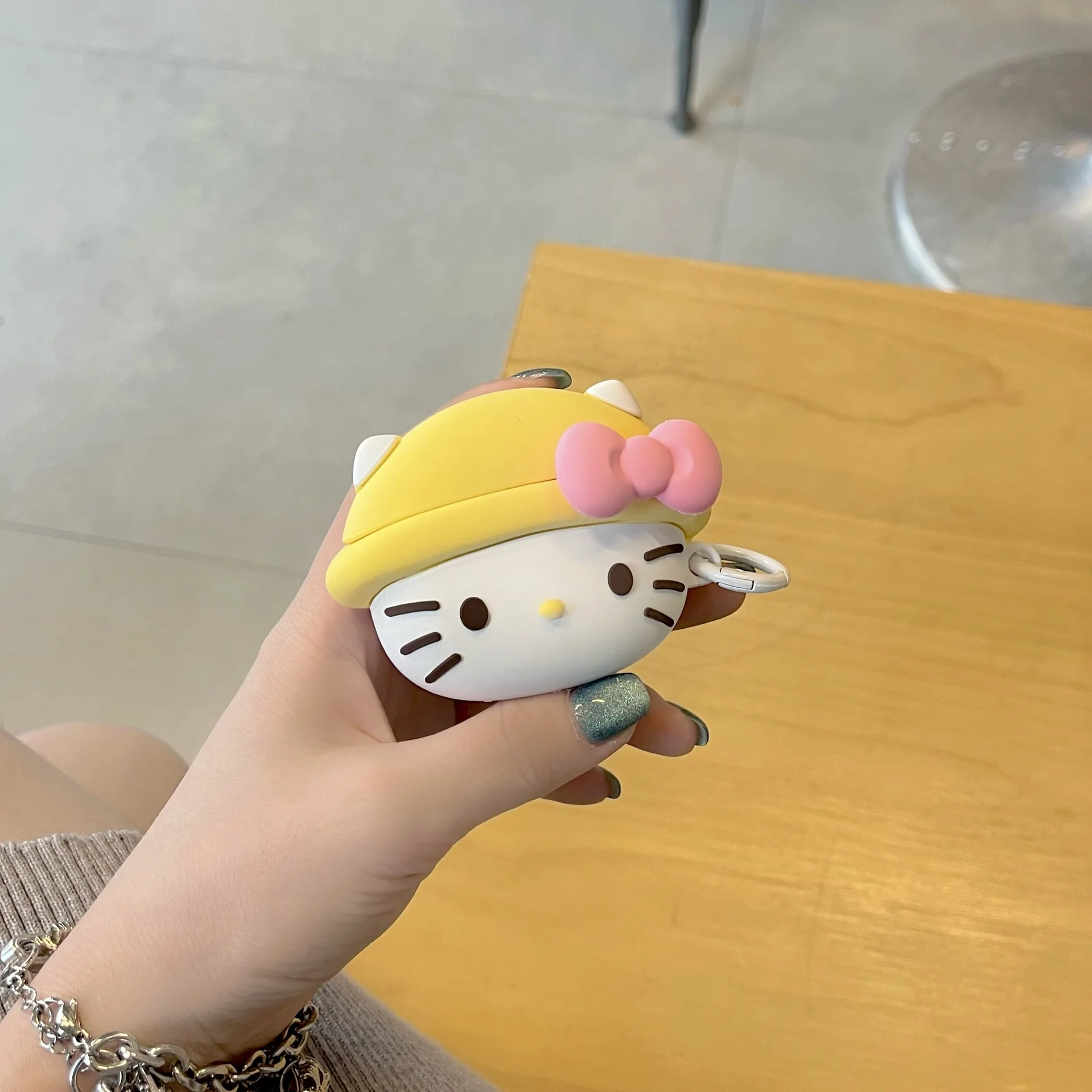 For Airpods Pro 2 Case,Hello Kitty Yellow Hat Silicone Shockproof Protective Earphone Cover For Airpod 4 Case 2024 For Kid Funda