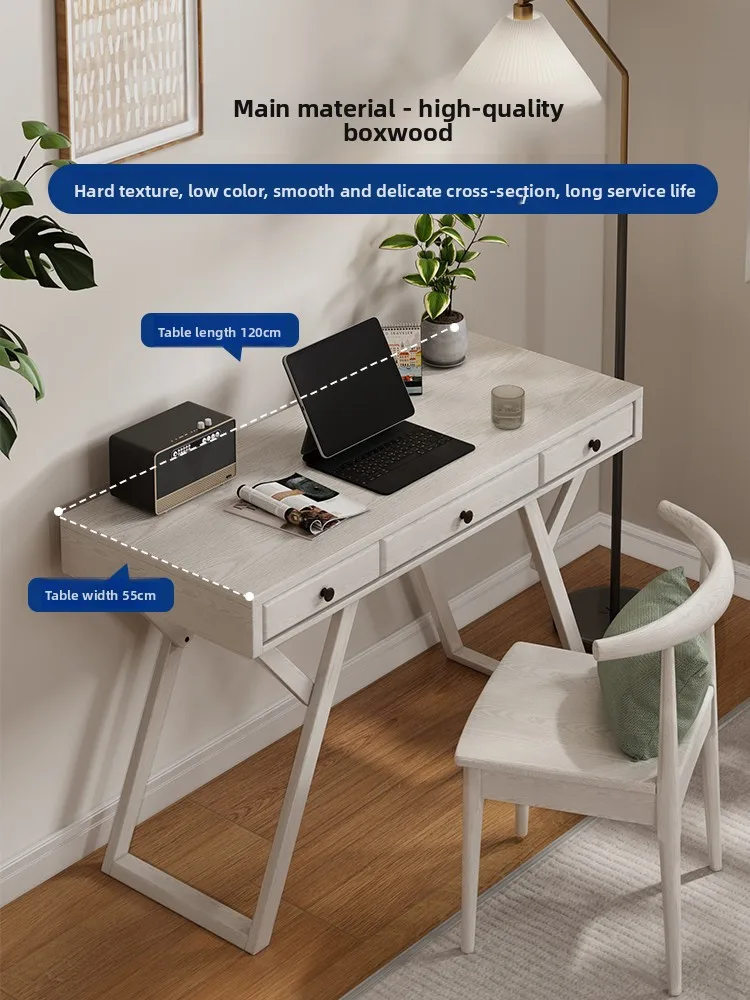 YFY desk small apartment household bedroom computer table white study table simple solid wood American desk simple