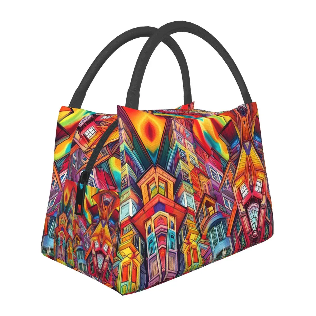 

Graffiti City Lunch Bag Colorful Abstract Retro Lunch Box Travel Convenient Tote Food Bags Custom Cooler Bag