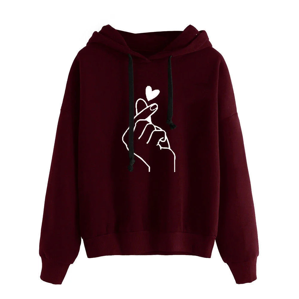 Women\'s Sweatshirt Tops Casual Style Heart Gesture Print Gift For Day Birthday