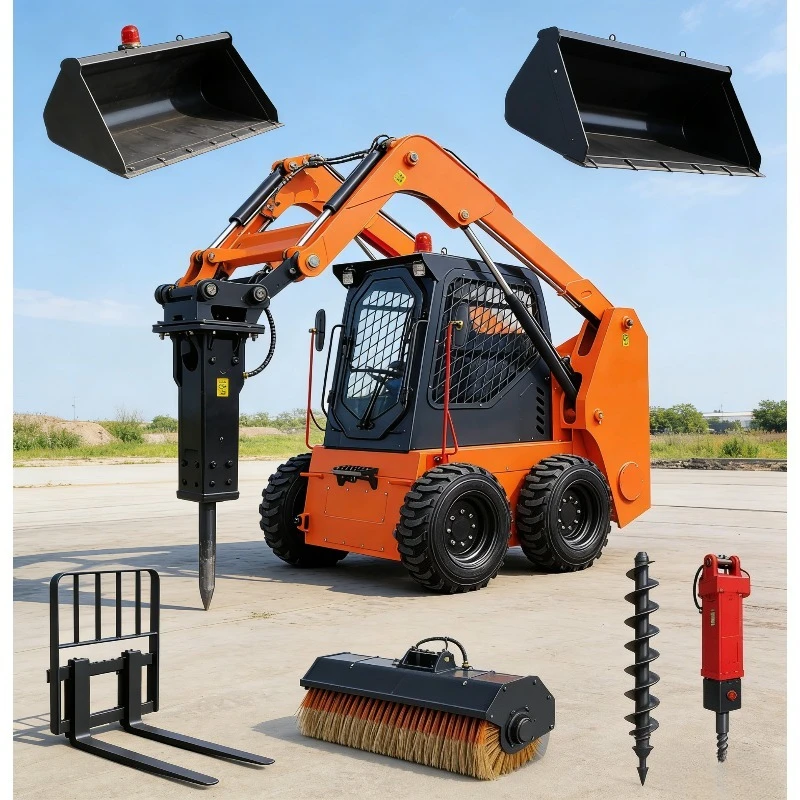 Small Front Loader Compact Skid Steer Loader 1000kg Capacity Farm Construction Machinery
