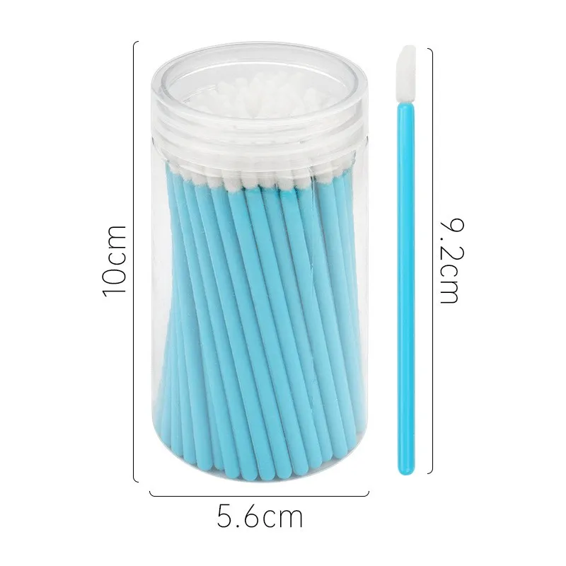 100 Pcs/Barrel d Disposable ultra-fine soft synthetic fiber Lipstick Eyelash precision clean Brush with support customized