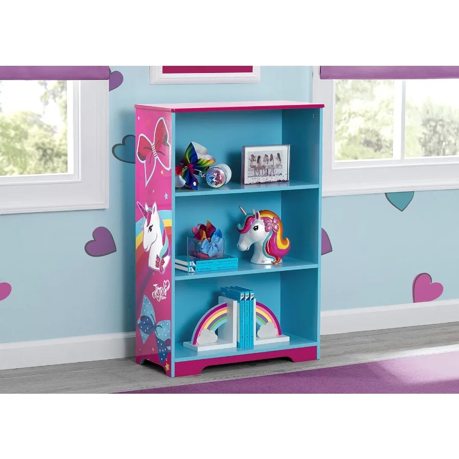 Delta Rainbow and Unicorn Deluxe 3-Shelf Bookcase - Greenguard Gold Certified Pink