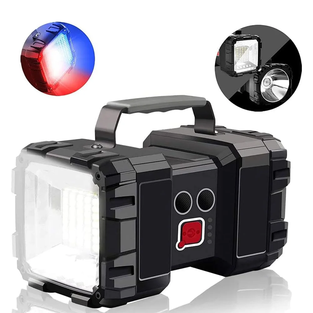 80W Outdoor Searchlight Rechargeable Flashlight LED Spotlight 3+4 Lights Modes Waterproof Camping Work Light