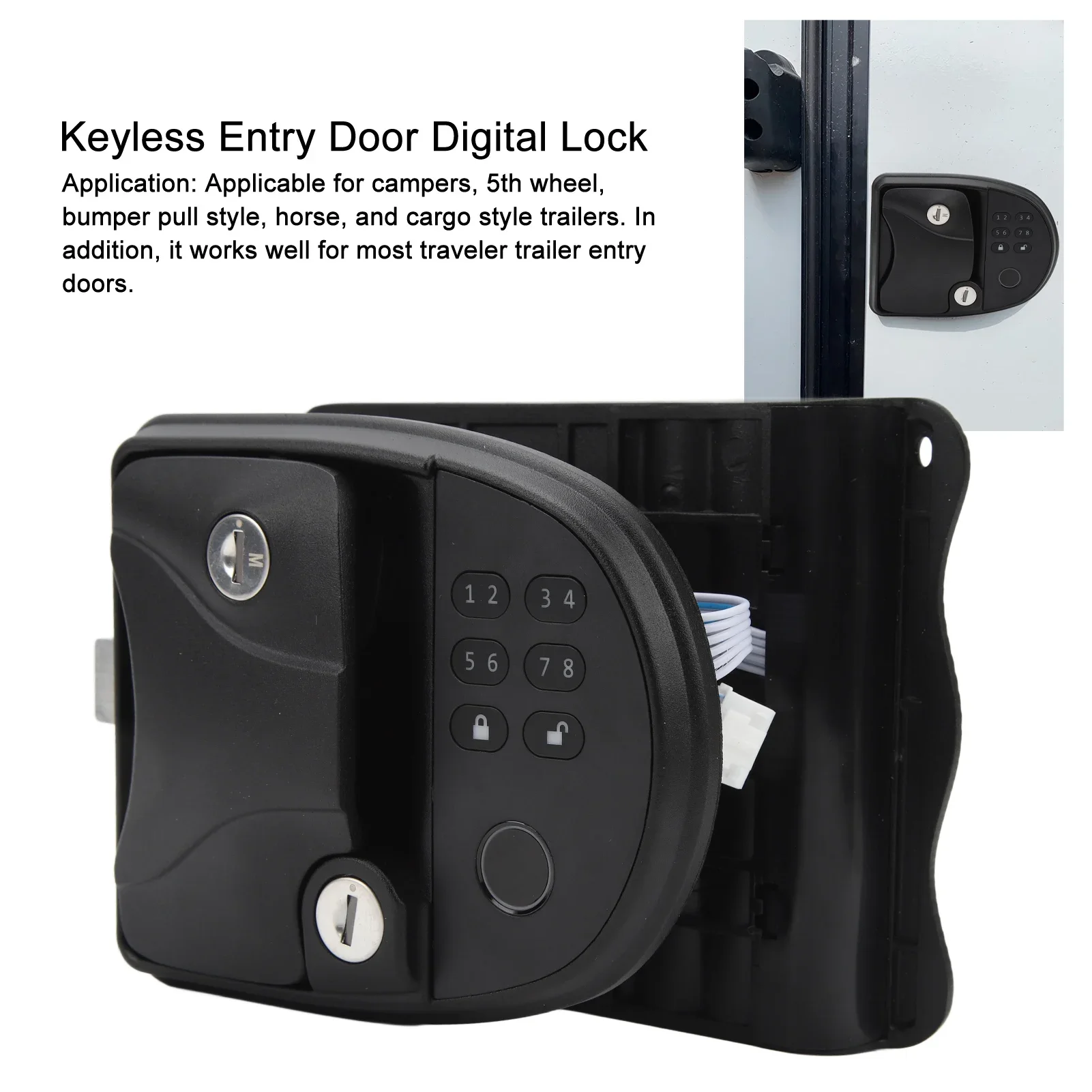 

RV Keyless Entry Keypad Remote Control Door Digital Lock Latch Handle Deadbolt Set for Campers 5th Wheel Trailer