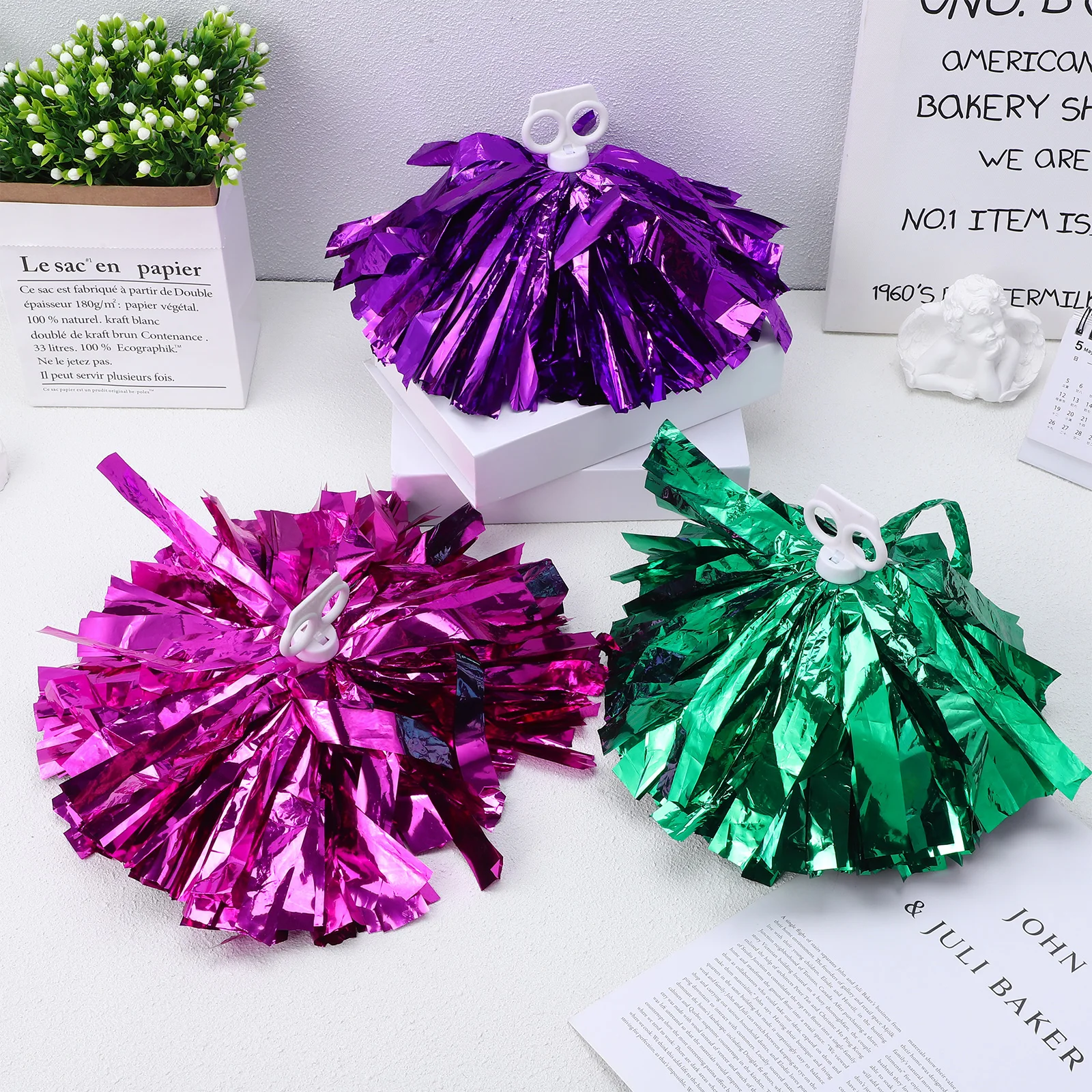 

Cheerleading Pom Poms 7 Pairs Girls Handheld Ornaments Multiple Colors Soft PET Material Sports Prop Team Supplies
