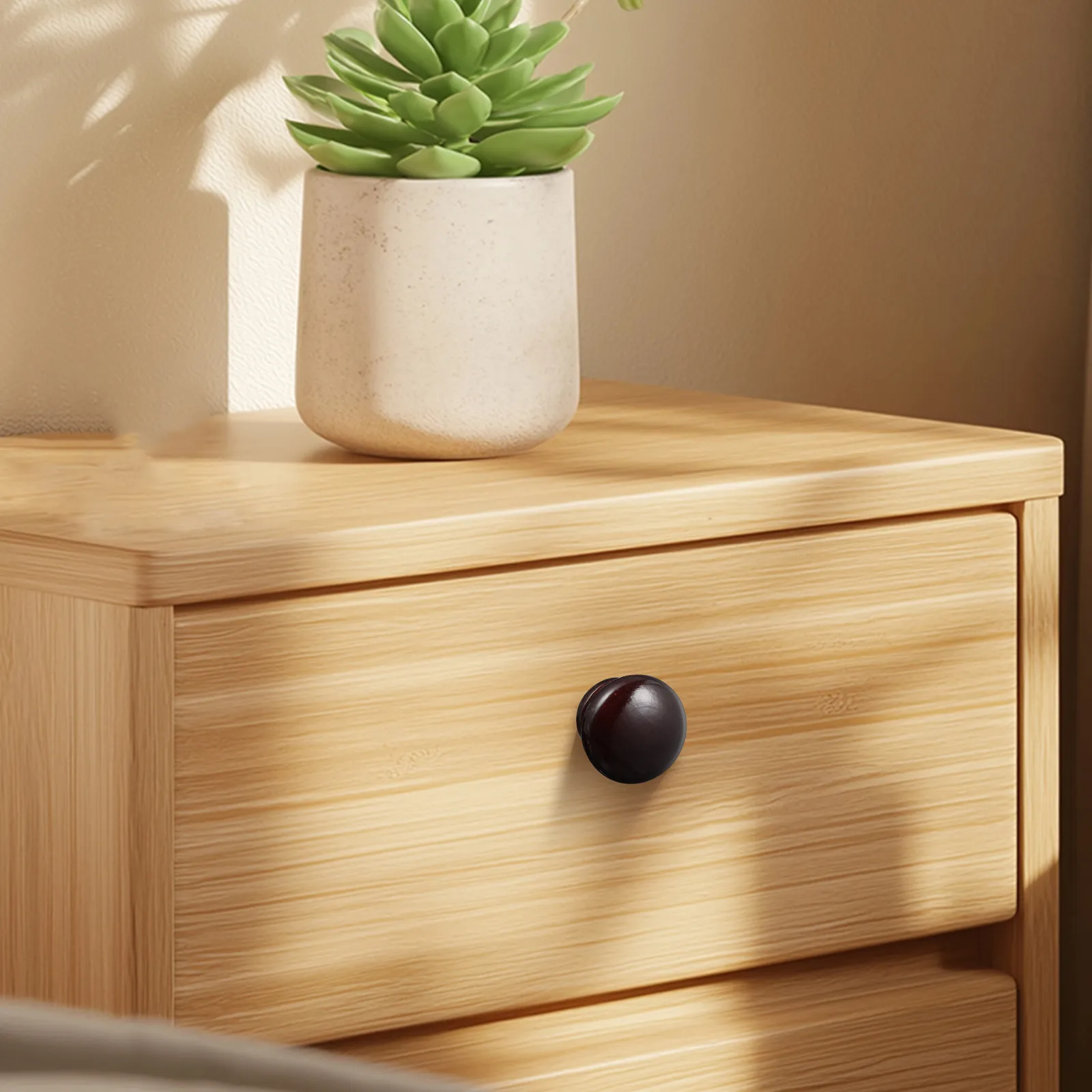 20Pcs Wooden Drawer Knobs Natural Wood Grain Elegant Glossy Surface Sturdy Screw Installation for Cabinets Closets Dressers