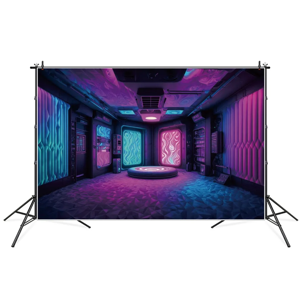 Neon Lights Room Interior Backdrops Photography Decoration Cyberpunk Stage Personalized Kid Photocall Photographic Backgrounds