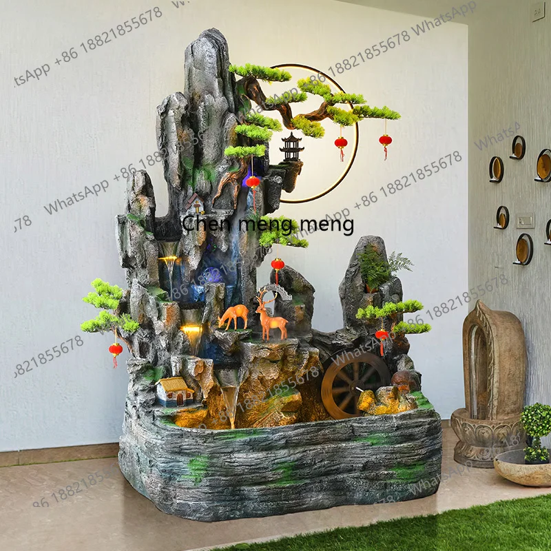 

rockery and flowing water fountain landscaping room, landscape living room, floor-to-ceiling ornament
