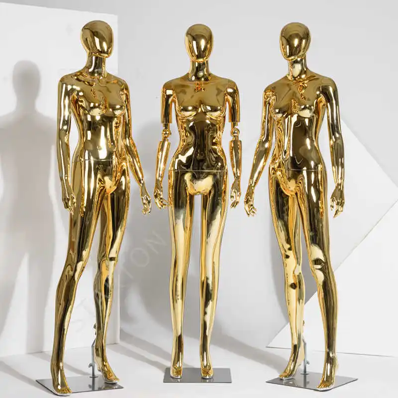 Boutique Whole Body Manikin Dummies Mannequin Silver Golden Display Clothing Shop Women Full Body Mannequins Female for Sale