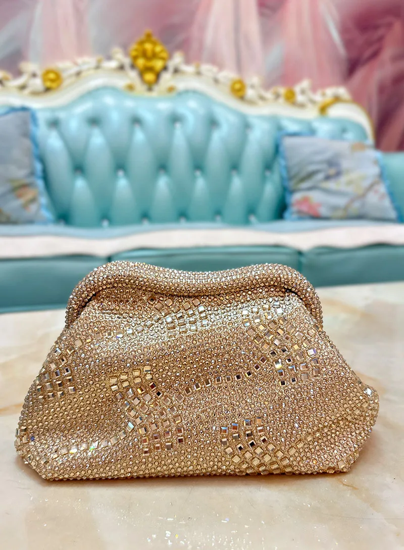 

2025 Luxury Bling Shiny Color Diamonds Women Evening Clutch Purse High-end Wedding Party Banquet Handbag Glitter Crossbody Bag