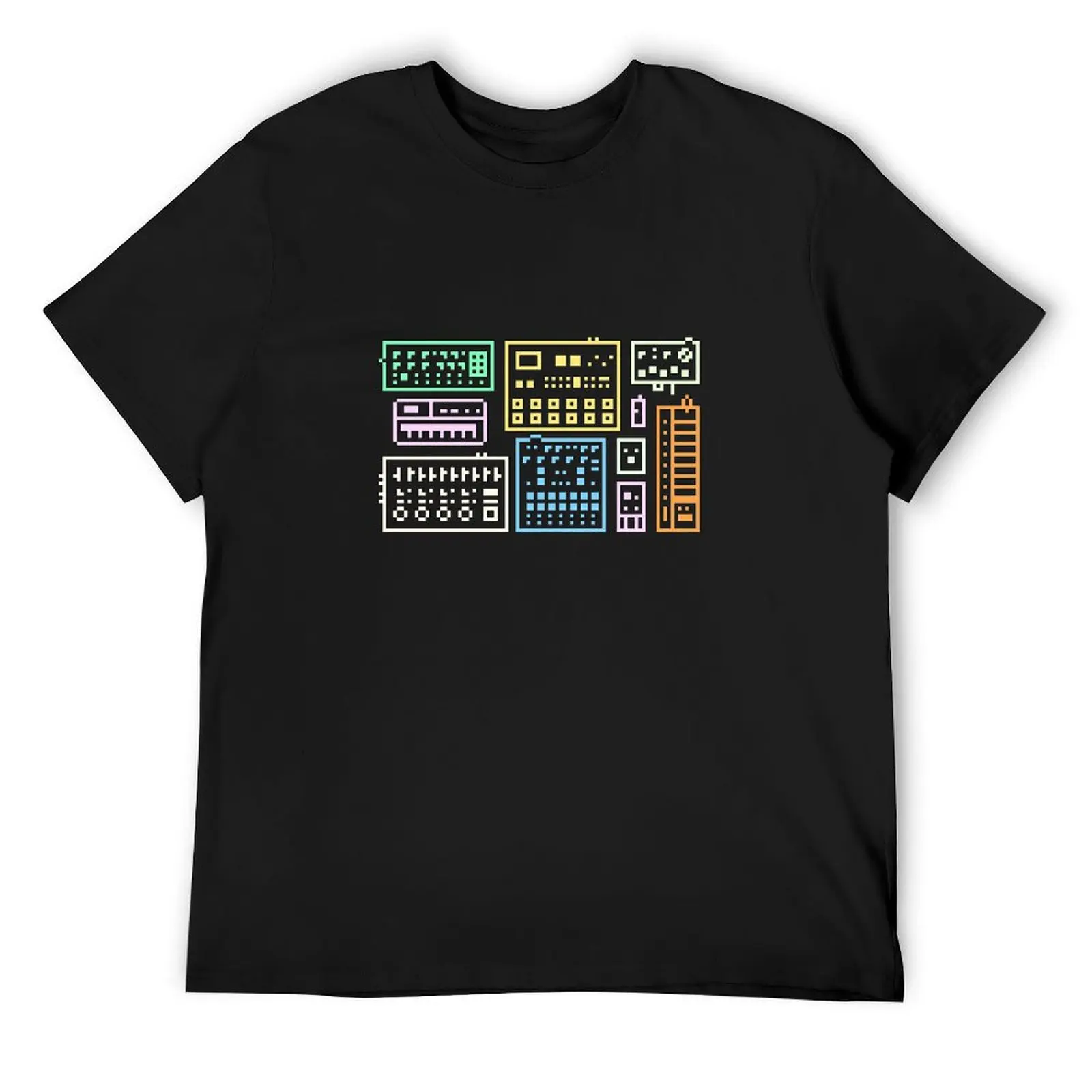 Synthesizers, keyboards, midi, electronic music tools pixel art T-Shirt plus size tops tees mens shirts graphic tee