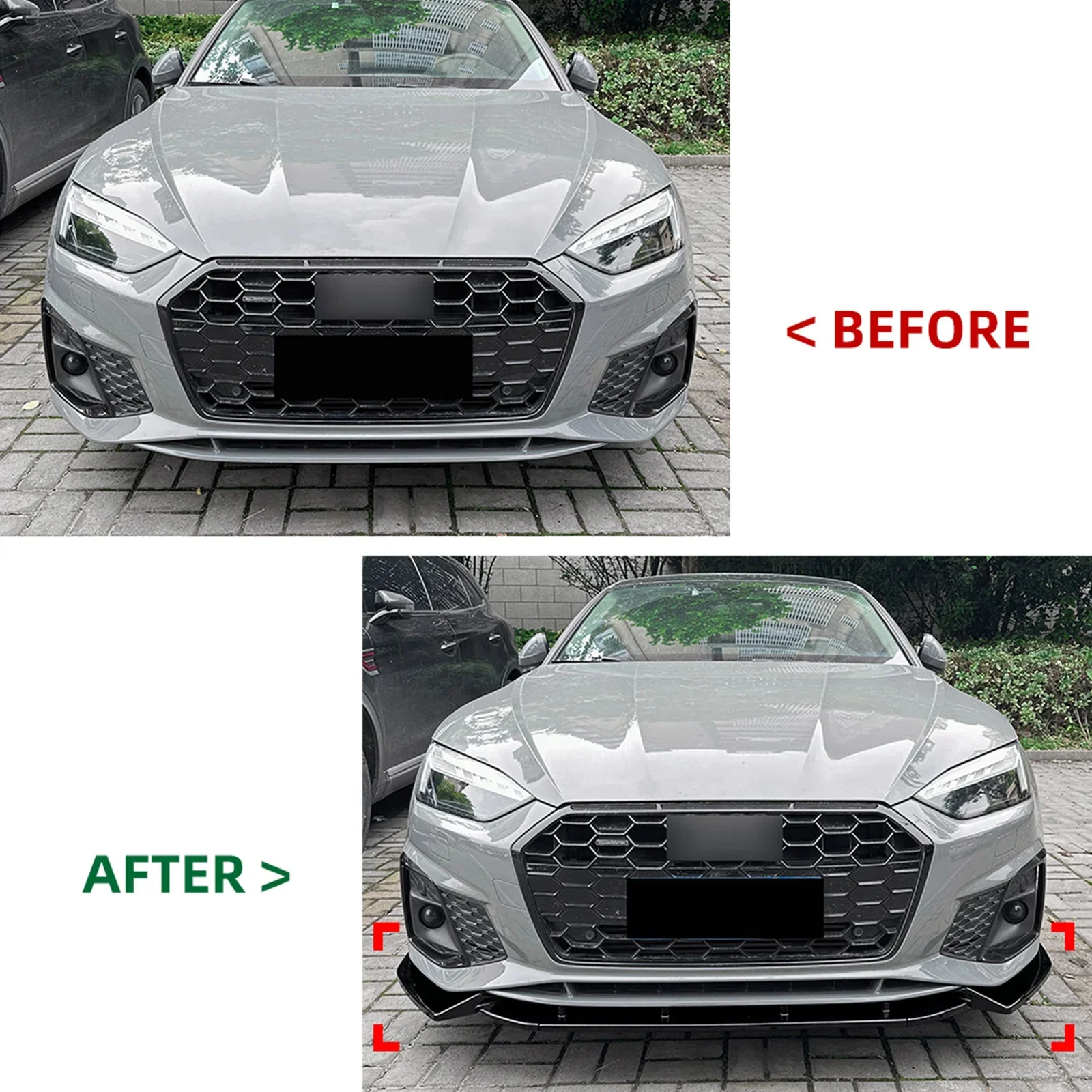 Front Bumper Spoiler Lip for Audi A5 Sline S5 8W6 2021-2024 Trim Lower Splitter Blade Front Apron Spoiler Diffuser Auto Parts