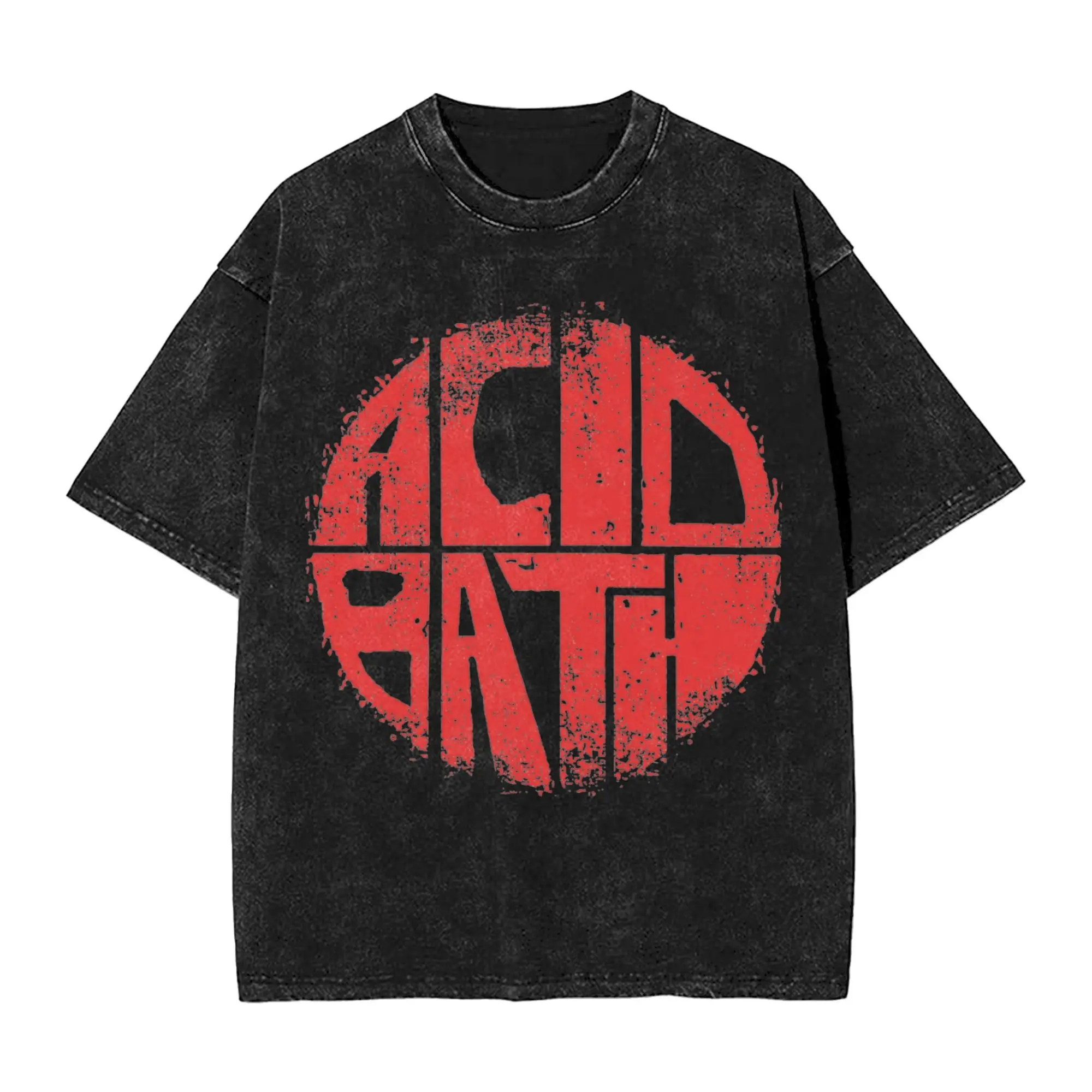 Washed T Shirt Acid Bath Band Hip Hop Casual T-Shirts Oversize  Streetwear Cotton Summer Tops Tee Shirt Men Women