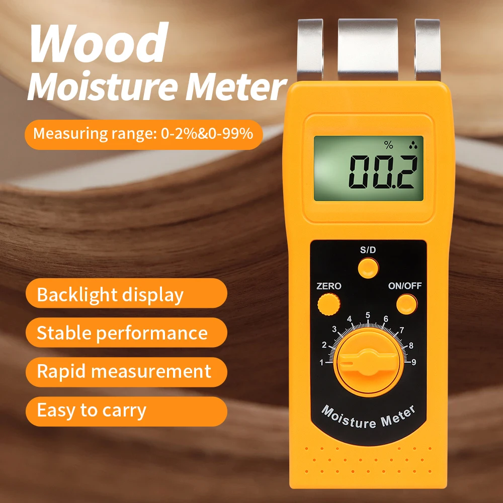 DM200 Digital Wood Moisture Meter Meat Water Content Tester Carton Paper Humidity Hygrometer Concrete Detector LCD Display