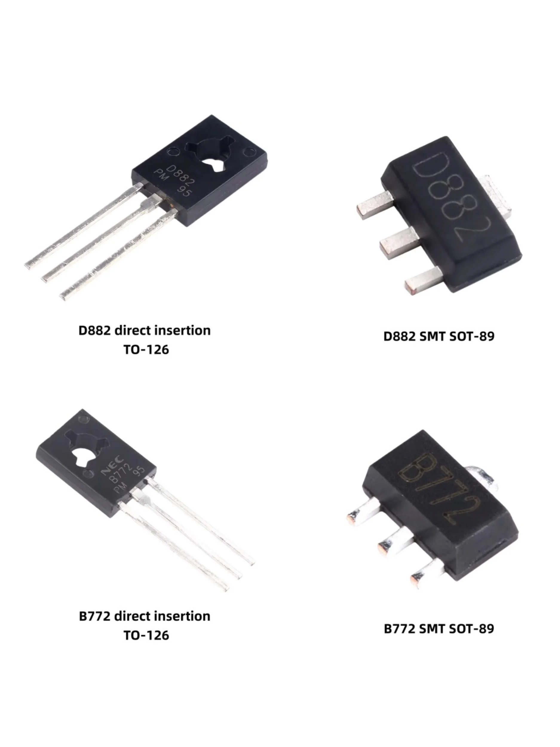 100 Stück Direktmontage/SMT NEC B772/D882 Transistor 2SD882TO-126 Audio-Leistungsverstärker-Schalter SOT-89 – Detail 2