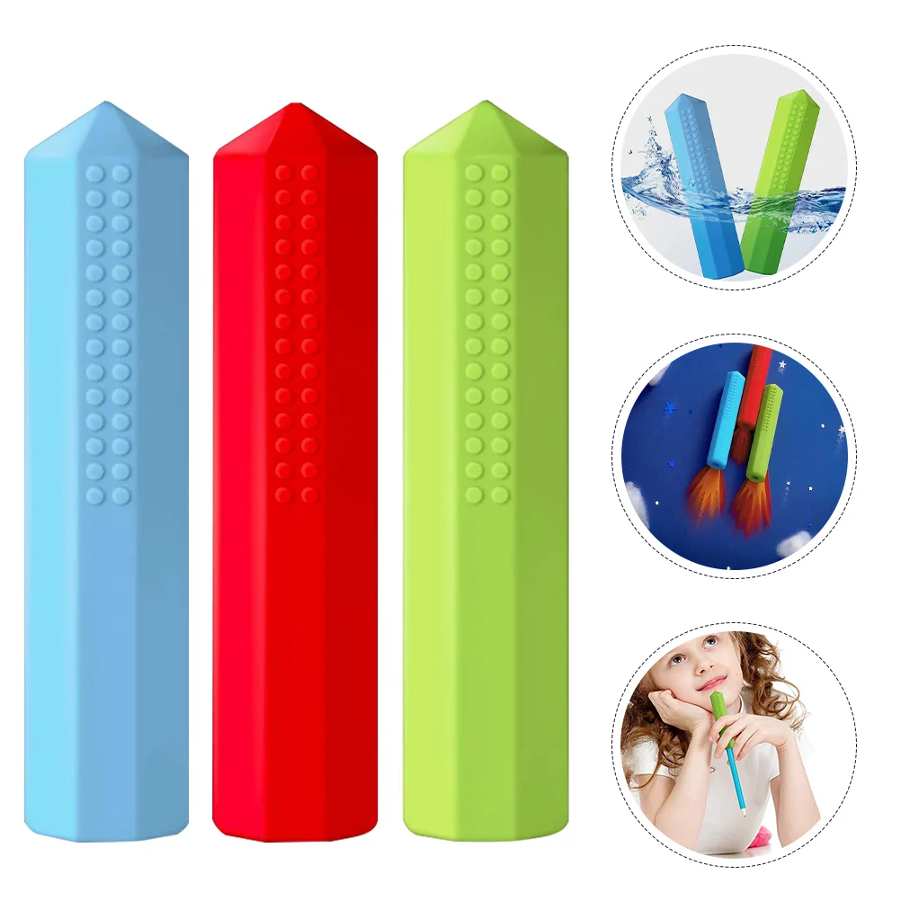 Pencil Cap Cute Topper Decoration Erasers for Kids Silicone Induction Sensory Oral Motor Chew Aid Tubes