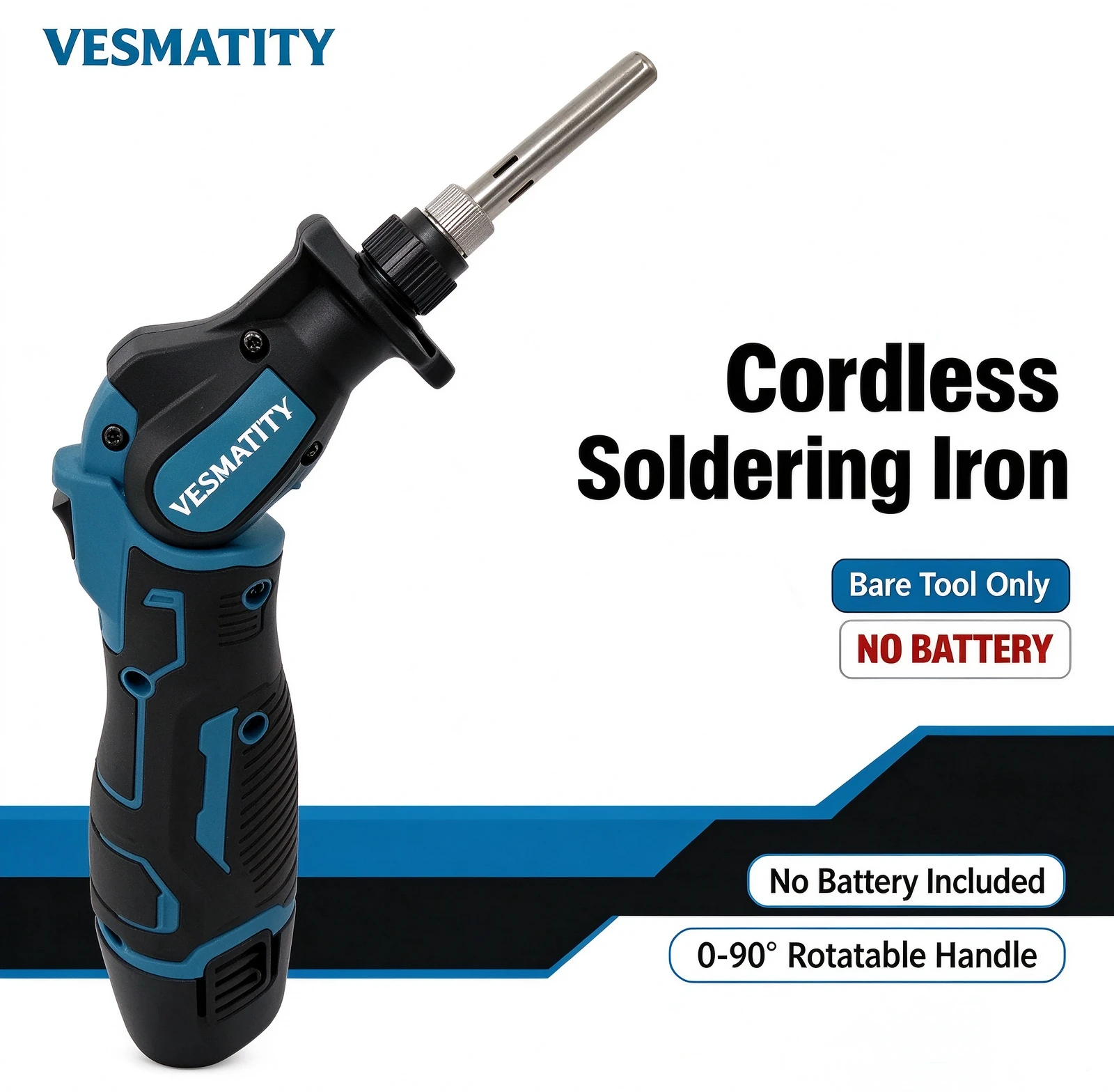 Cordless Soldering Iron Wireless Electric Solder Iron Adjustable Temperature Portable Fast Heating 0-90° Rotatable Handle