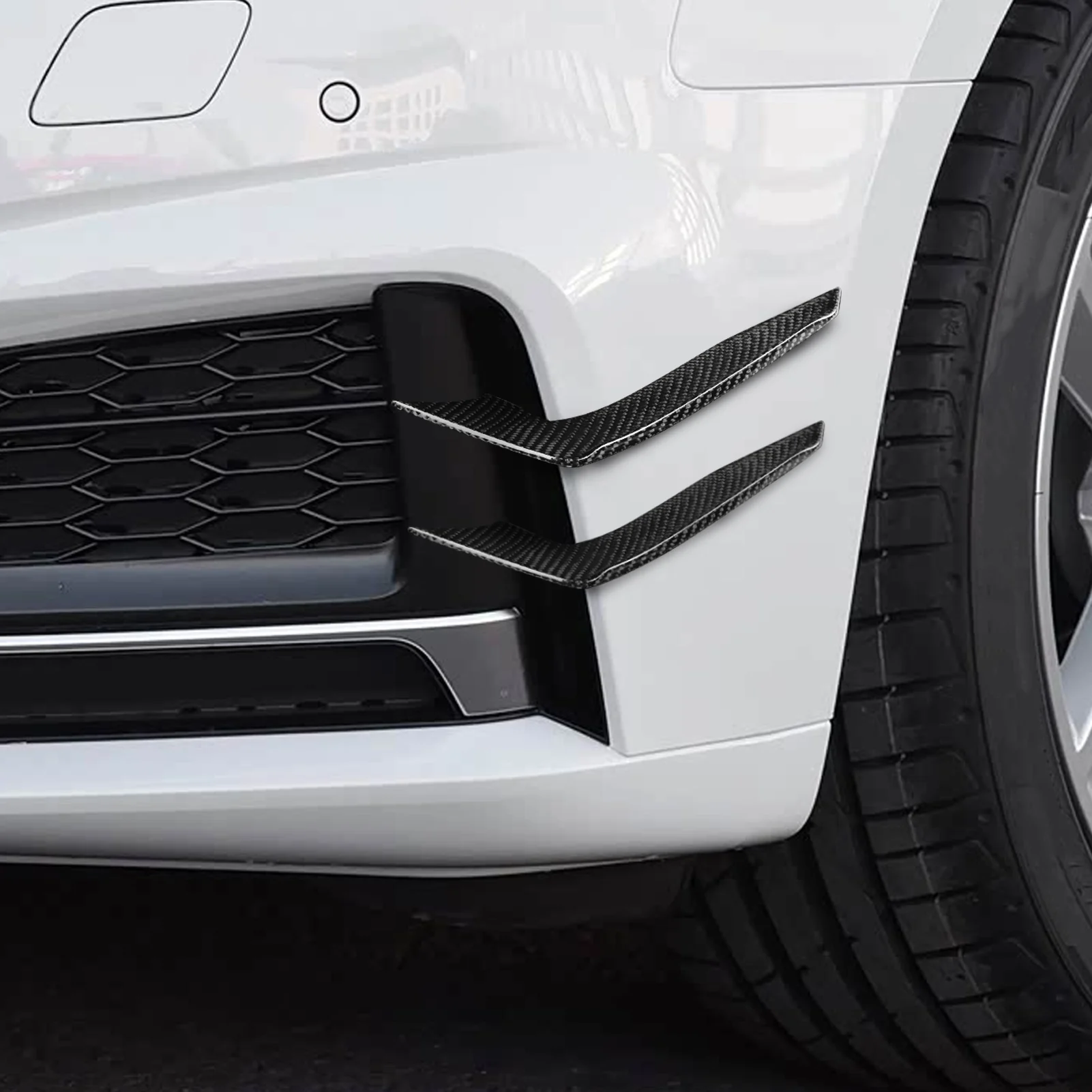 For Audi A5 S5 F5 Sline 2017-2020 Carbon Fiber Car Front Bumper Side Splitter Cover Canards Sticker Spoiler Cover Body Decorate
