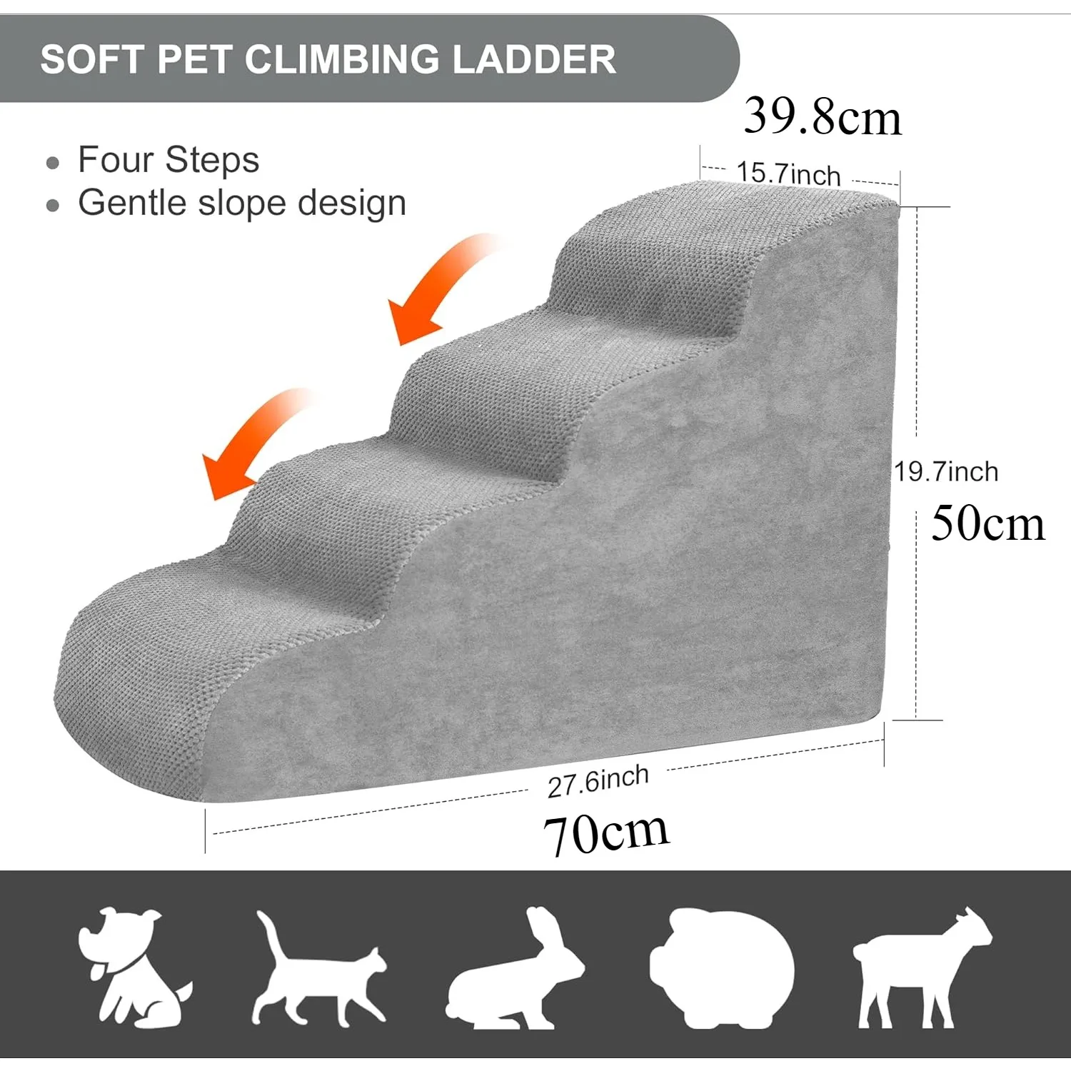 Pet Stairs for Large Dog Cat High Density Soft Foam Small Dog Ramp Ladder Stair Extra Wide Non-Slip Steps for High Bed or Couch