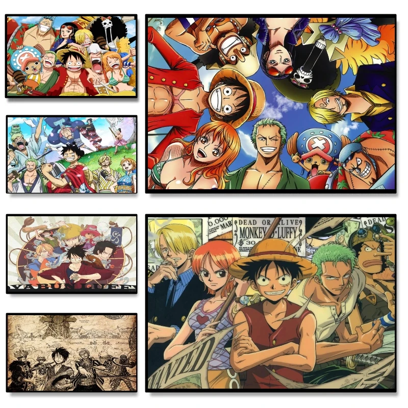 

Canvas Posters One Piece The Straw Hat Pirates Gift Art Friends Gifts Kid Action Figures Modern Home Picture Wall Decoration