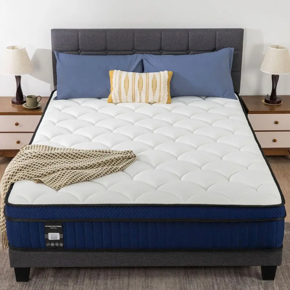 

Mattress Plush 12 Inch Soft Pillow Top Hybrid Mattress in a Box FiberglassFree, Breathable Pressure Relief Memory Foam Pocket S