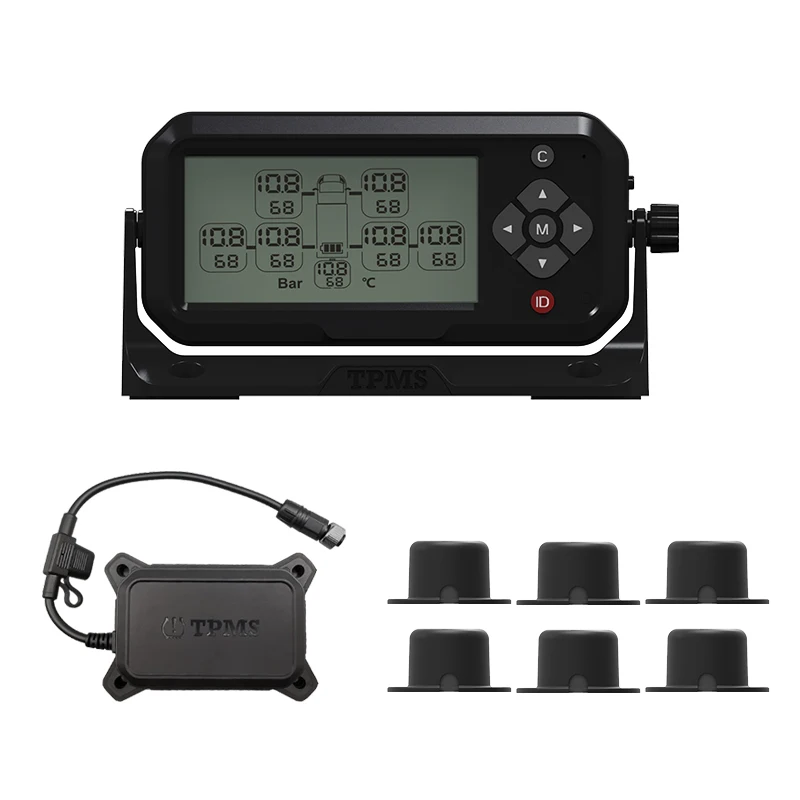 

Internal 6 Tyre Paste Type TPMS Truck Real-time Rubber Tyre Air Tire Pressure Monitoring System