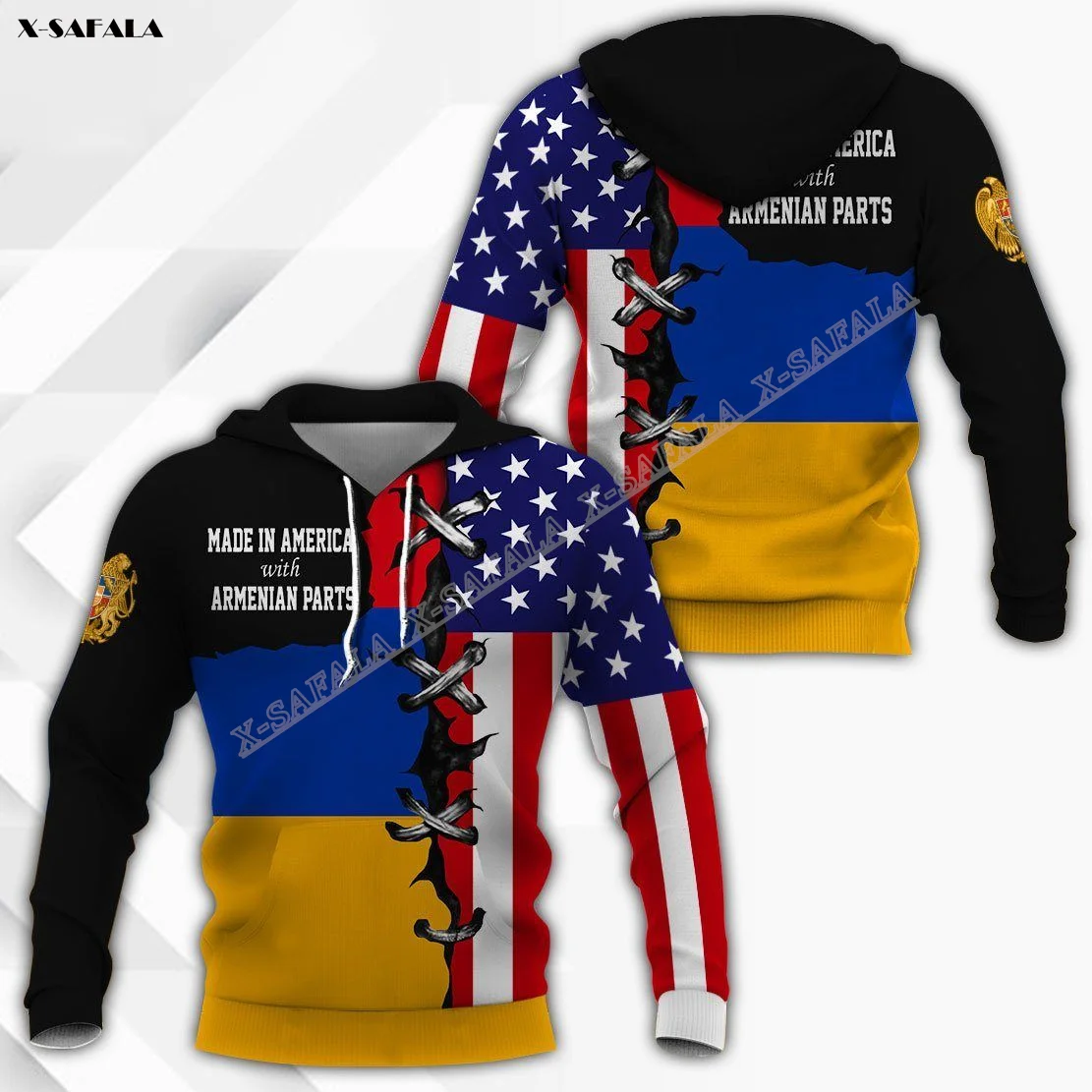 

BRAZIL MACEDONIAN GEORGIAN AMENIAN Flag NATIONALITY Half American 3D Printed Thick Hoodie Winter Men Pullover Jumper Jersey