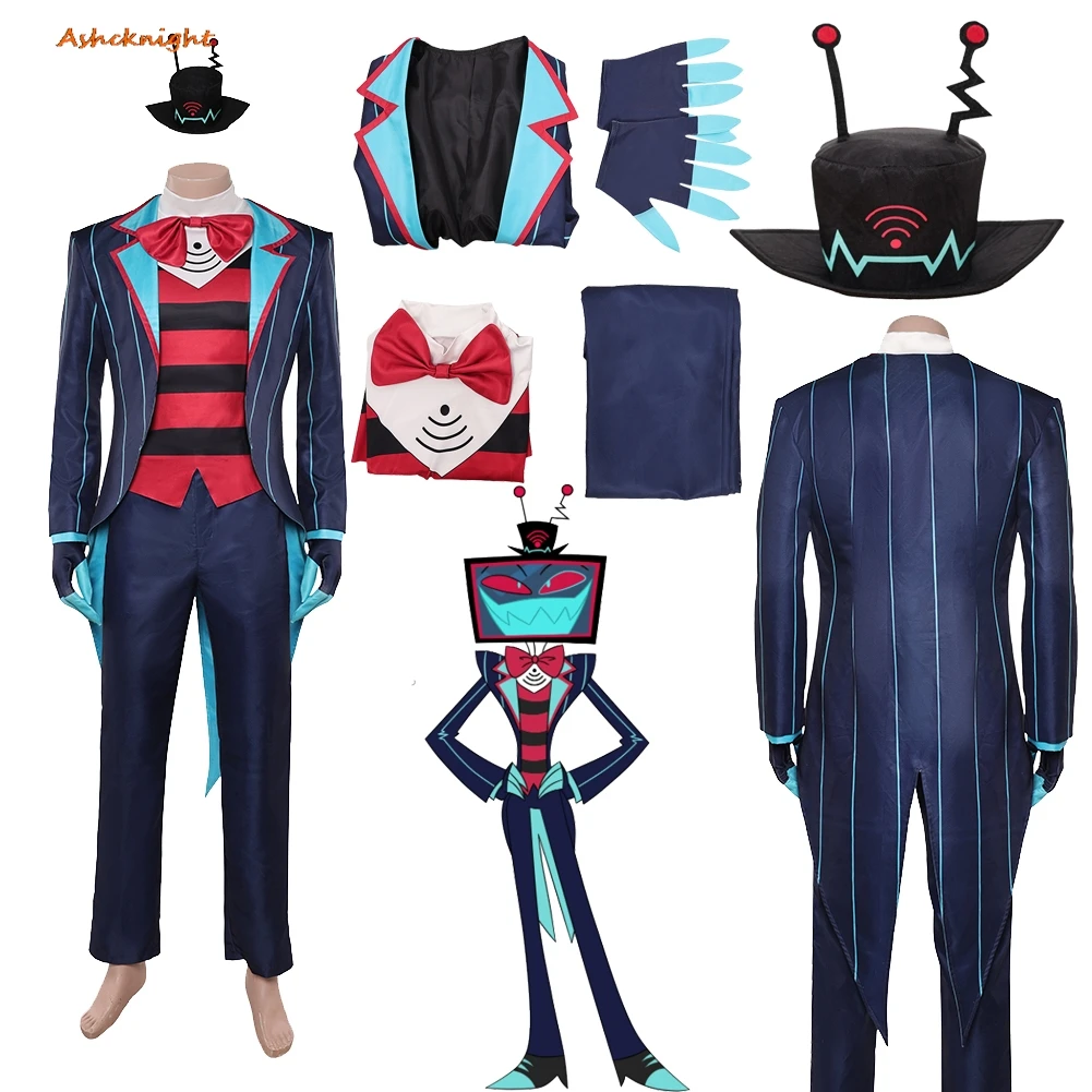 

TV Hell Inn Cosplay VOX Top Pants Hat Clothes Men Adult Party Disguise Roleplay Male Halloween Costume Carnival Outfits Suit