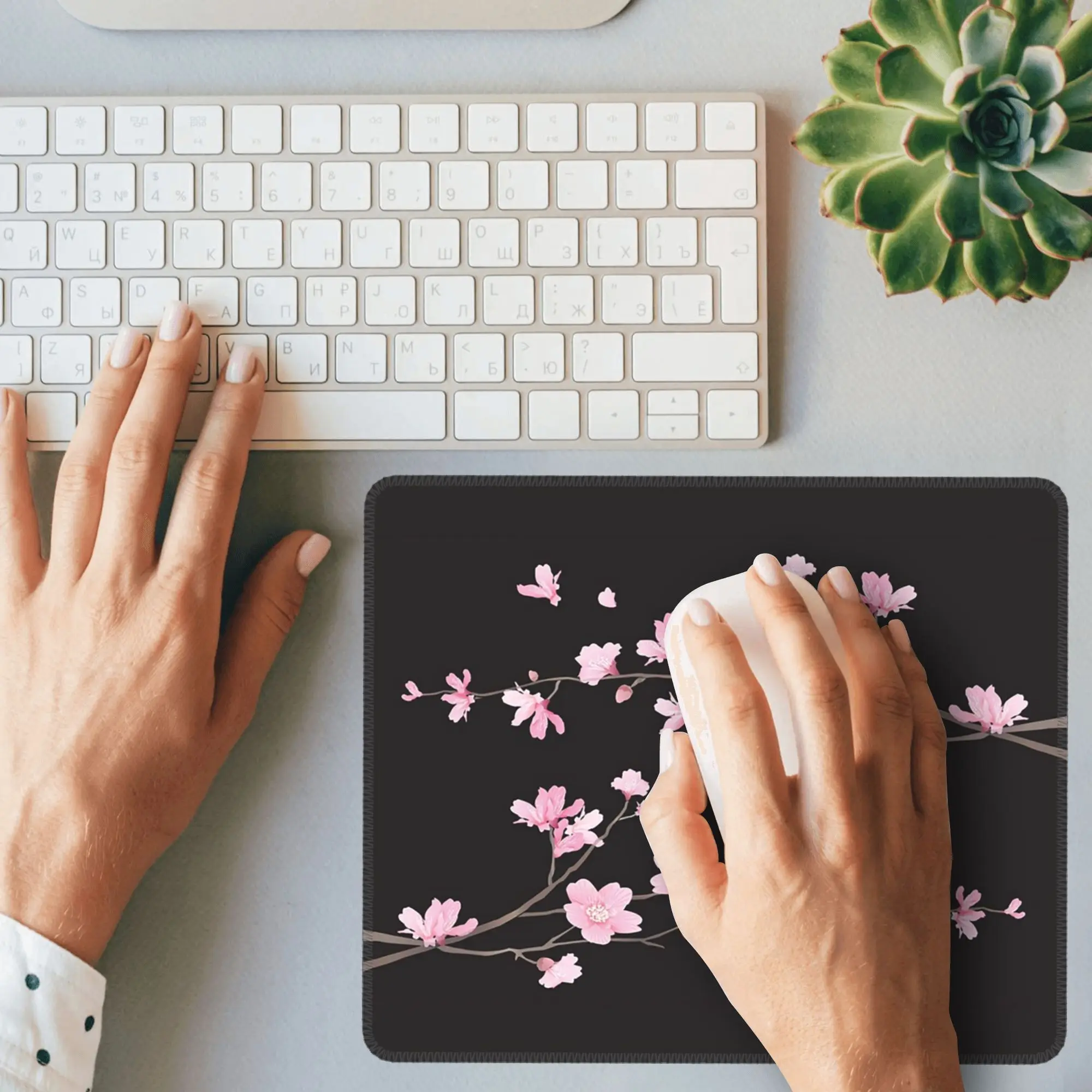 Alfombrilla de ratón con forma de flor de cerezo, alfombrilla para teclado de ordenador, alfombrilla para ratón, Gaming, PC, portátil, escritorio, accesorios de oficina, alfombrillas para mesa