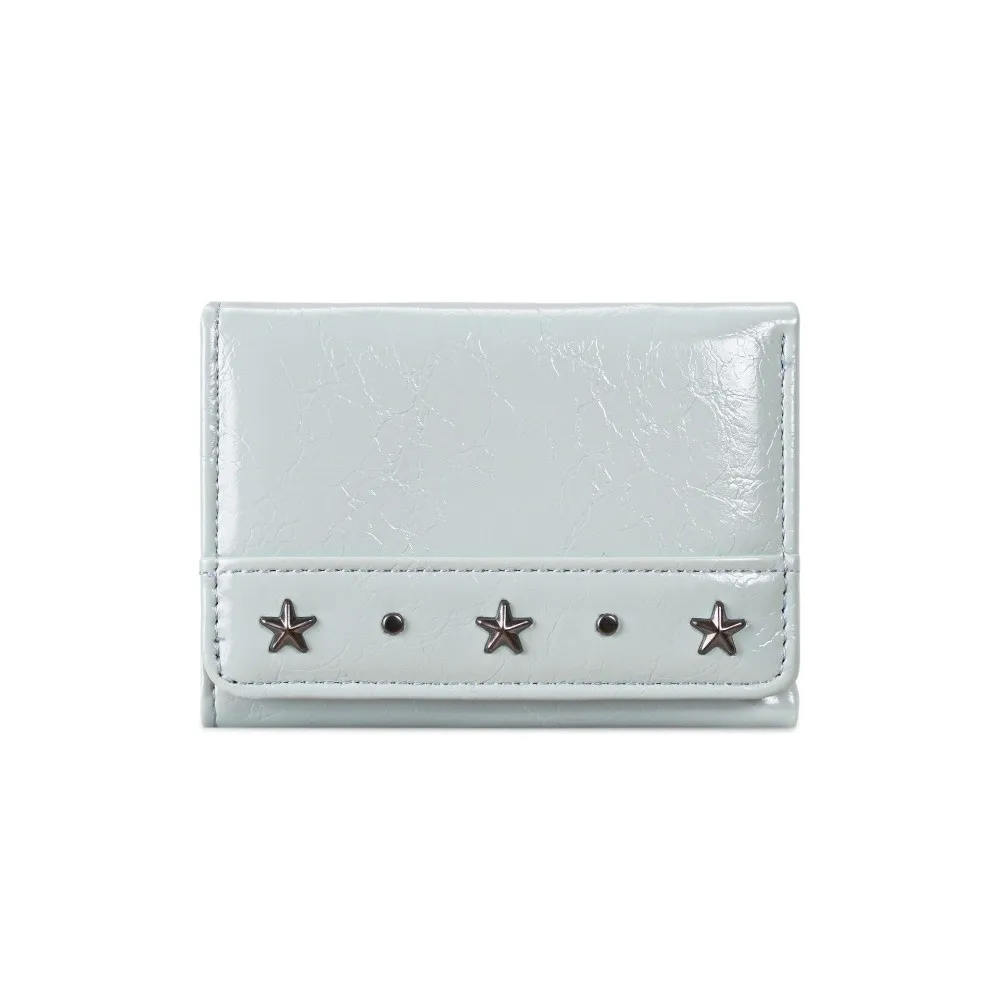 Portable Vintage Style Trifold Wallet PU Leather Ultra Thin Star Rivet Wallet Large Capacity Multiple Slots Cash Wallet Men