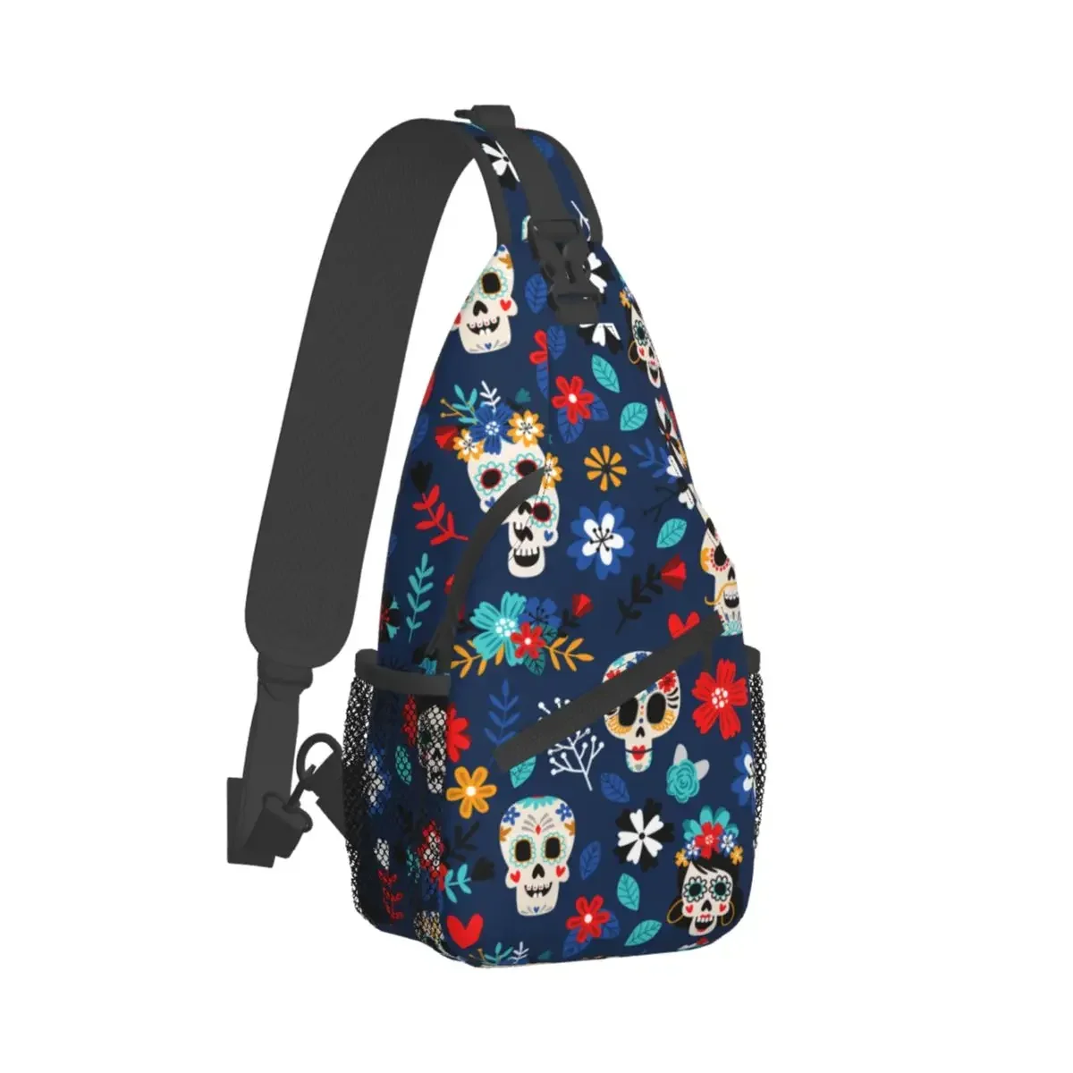 Day Of The Dead Sugar Skulls Small Sling Bags Chest Crossbody Shoulder Backpack Outdoor Sports Daypacks Mexican Festival Bag