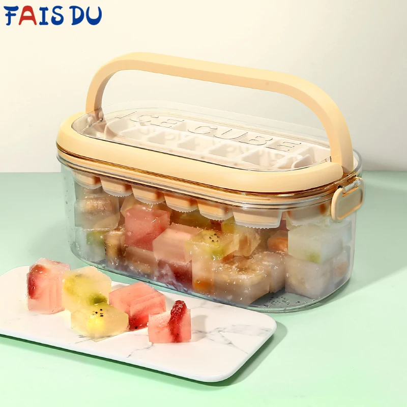 

FAIS DU Portable Ice Cube Maker With Handle 2 In 1 Ice Tray Making Mould With Storage Box Party Bar Kitchen Cold Drink Set